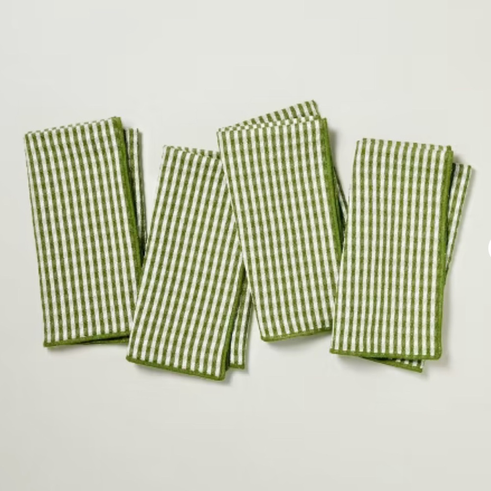 Set of 4 Serged Edge Gingham Cloth Napkins Green - Hearth & Hand™ with Magnolia